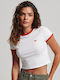 Superdry Ovin Vintage Women's Summer Crop Top Short Sleeve White