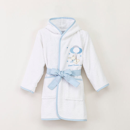 Borea Halat de Baie pentru Copii Sweet Dreams White / Ciel cu Glugă