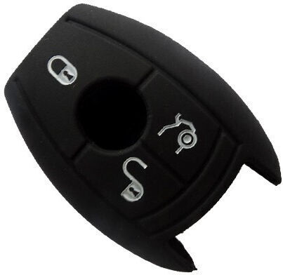 Silicone Car Key Cover Case with 3 Buttons for Mercedes Benz Black