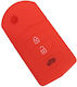 Silicone Car Key Cover Case with 3 Buttons for Mazda Red