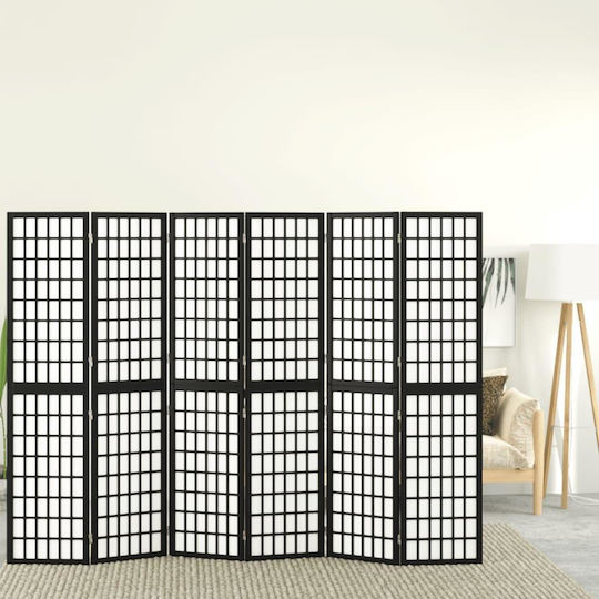 vidaXL Dekorativer Raumteiler Hölzernes mit 6 Paneelen Black 240x170cm