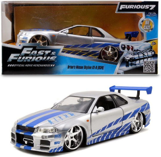 Jada Toys Fast & Furious: 2002 Nissan Skyline Όχημα Ρέπλικα μήκους 20εκ. σε Κλίμακα 1:24