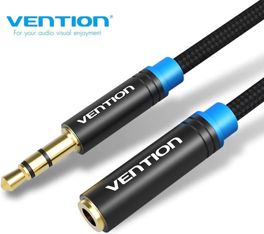 Vention Καλώδιο Ήχου 3.5mm male - 3.5mm female Μαύρο 1.5m με Επίχρυσους Ακροδέκτες VAB-B06-B150-M