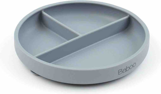 Baboo Baby Food Plate made of Silicone Gray