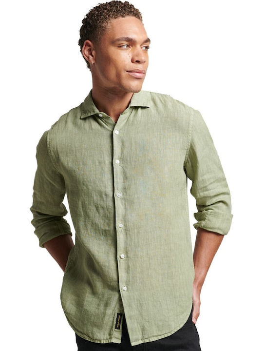Superdry Stud Linen Μακρυμάνικo Λινό Πουκάμισο ...