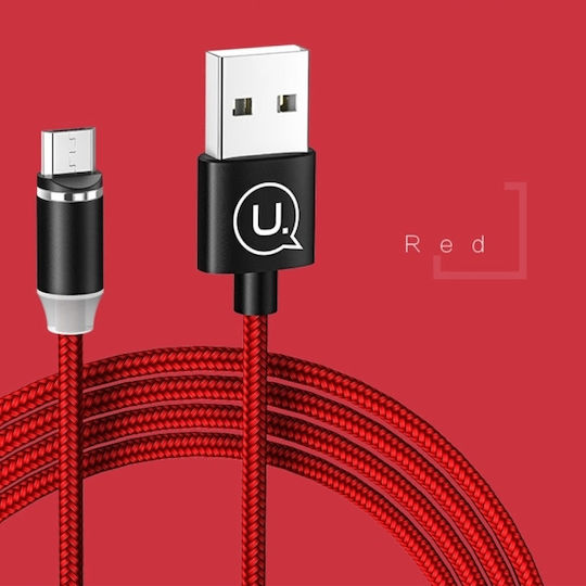 Usams US-SJ294 Плетена / Магнитен USB 2.0 до микро USB кабел Червен 1м (SJ294USB02) 1бр