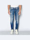 Men's Elastic Jeans Pants with Slim Fit Blue