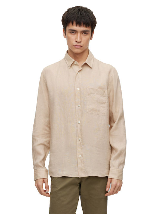 Hugo Boss Emilos Men's Shirt Long Sleeve Linen Beige