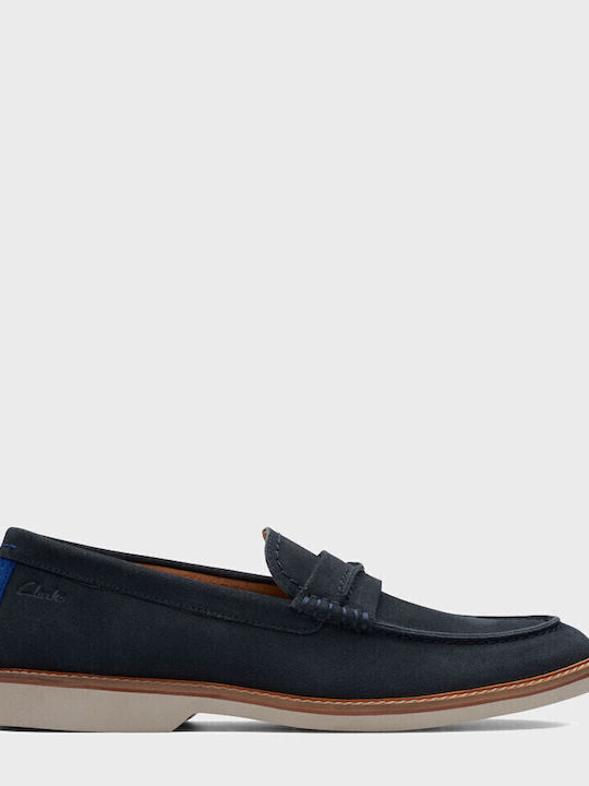 Clarks Atticus LT Slip Men's Suede Moccasins Blue 26172441