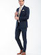 Paolo Summer Men's Suit with Slim Fit Navy Blue