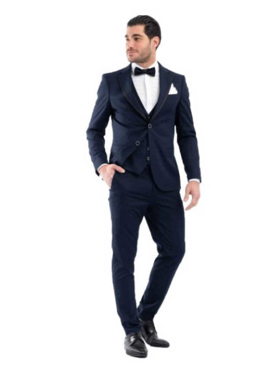 Venezzia Summer Men's Groom's Suit with Vest Navy Blue