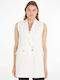 Long Women's Vest with Buttons White
