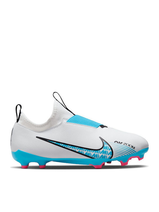 Zoom Vapor 15 Academy Kids Molded Soccer Shoes with Sock without Laces White
