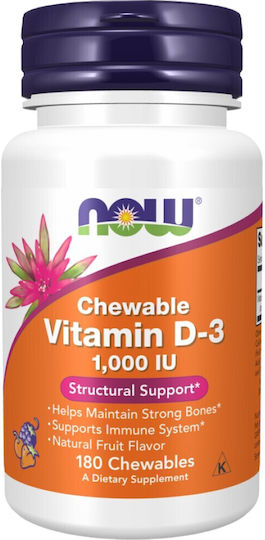 Now Foods Vitamin D-3 Βιταμίνη για Ενίσχυση του Ανοσοποιητικού & την Υγεία των Οστών 1000iu Fruit 180 ζελεδάκια