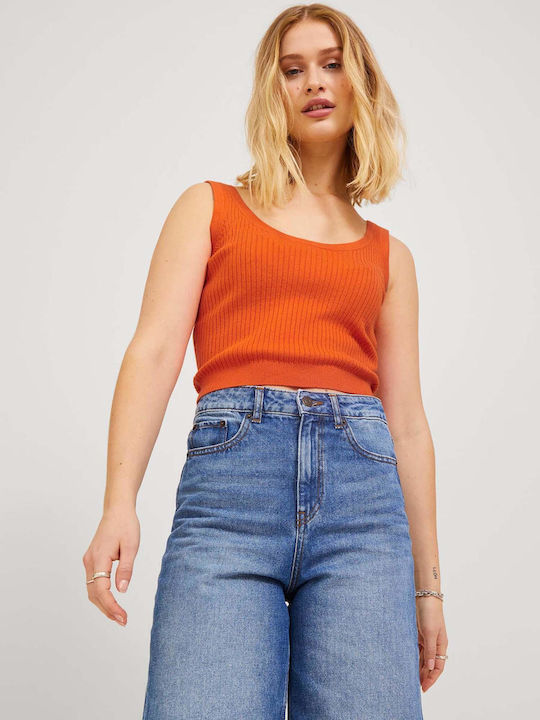 Jack & Jones Damen Sommer Crop Top Ärmellos Orange