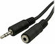 KAL Electronics Καλώδιο Ήχου 3.5mm male - 3.5mm female Μαύρο 1.5m με Επίχρυσους Ακροδέκτες 30178