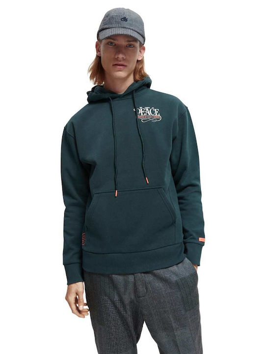 Scotch & Soda Men's Sweatshirt with Hood and Pockets Green