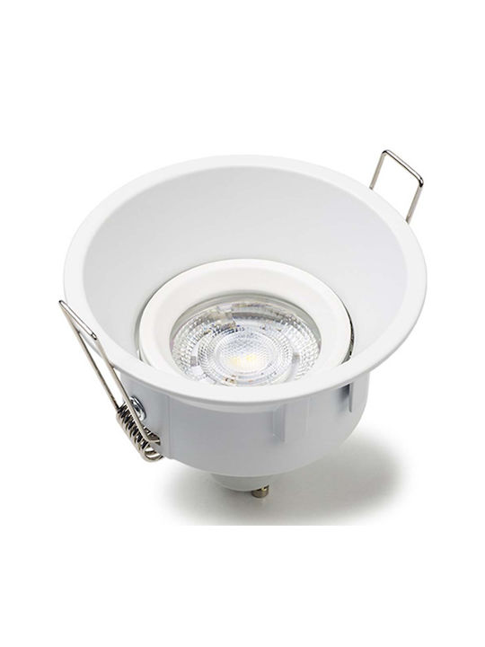 123led Στρογγυλό Μεταλλικό Χωνευτό Σποτ με Ντουί GU10 Λευκό 9.3x9.3εκ. 1τμχ