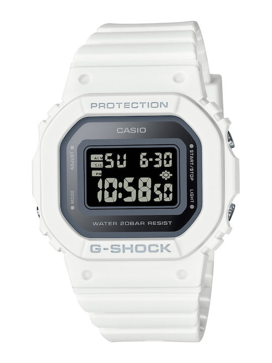 Casio G-Shock 5600 Women's Watch with White Rubber Strap