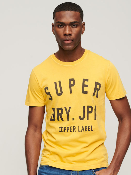 Superdry Vintage Copper Label Ανδρικό T-shirt Pigment Yellow με Λογότυπο