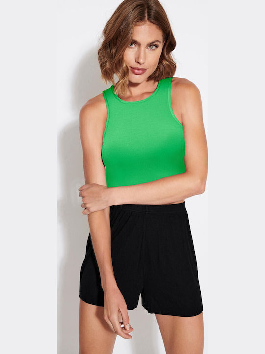 Only Damen Sommer Crop Top Ärmellos Grün