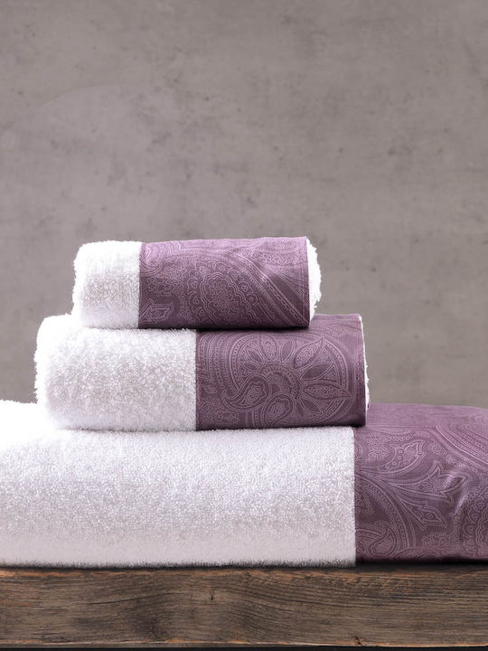 Rythmos 3pc Bath Towel Set Charisma White / Pur...