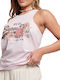 Superdry Vintage Logo Narrative Damen Sommer Crop Top Baumwolle Ärmellos Rosa