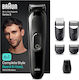 Braun 6-in-1 Style Kit 3 Rechargeable Hair Clipper Set Black MGK3410