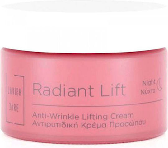 Lavish Care Radiant Lift Богат Нощен Крем за Лице за Против Стареене, Стягане на Кожата и Блясък с Хиалуронова Киселина и Алое Вера 50ml