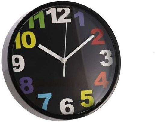 Wall Clock Plastic Black 19x20cm