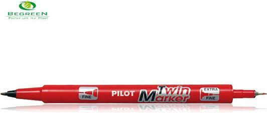 Pilot Twin Ανεξίτηλος Μαρκαδόρος Red