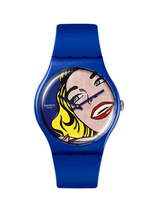 Swatch Girl By Roy Lichtenstein, The Watch Ρολόι με Μπλε Καουτσούκ Λουράκι