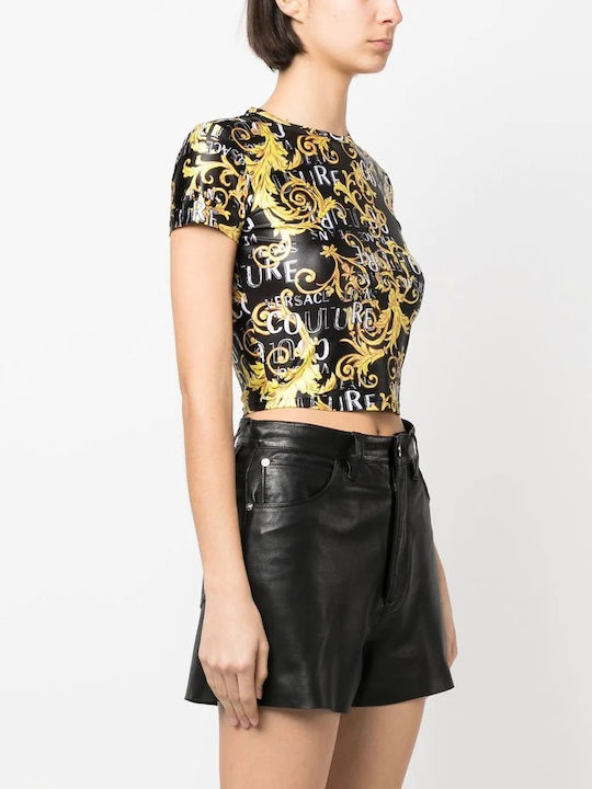 Kurzärmeliges Crop-Top Schwarz