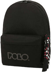 Polo Original Scarf Σχολική Τσάντα Πλάτης Γυμνασίου - Λυκείου σε Μαύρο χρώμα Μ32 x Π18 x Υ40εκ