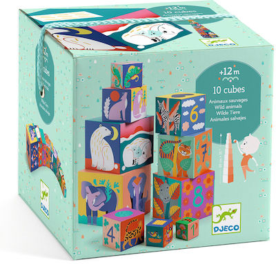 Djeco Stacking Toy Cubes Wild Animals for 12++ Months