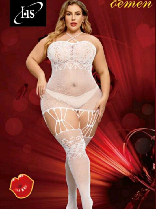 Große Größen Sexy Bodystocking Weiß