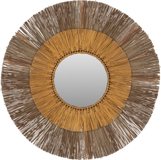 Freebox Mendong Grass Wall Mirror with Gold Frame Diameter 70cm 1pcs