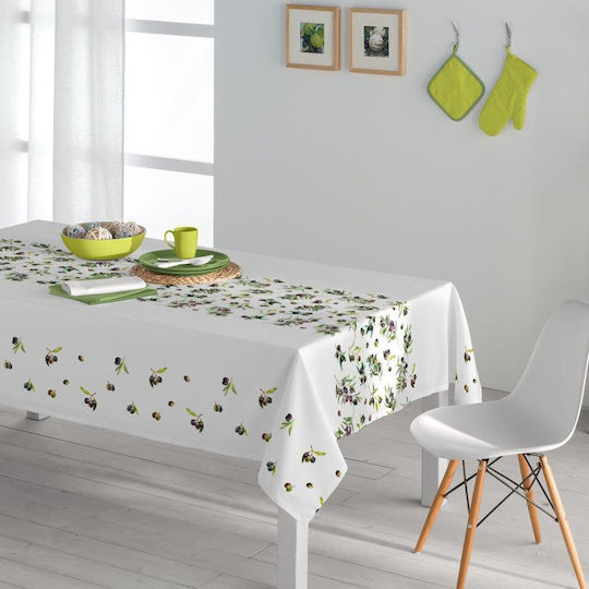 Borea Olive White Tablecloth 140x220cm