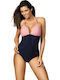M-428 Ein Stück Badeanzug Push-Up Rosa/Schwarz