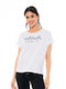 Biston Γυναικείο T-shirt Λευκό με Στάμπα