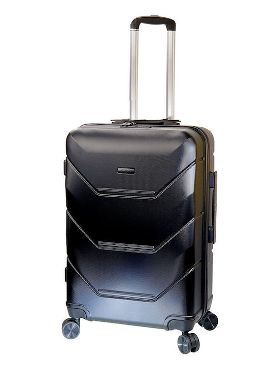 Y Not? Medium Hard Black Suitcase with 4 Wheels Height 64cm