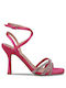 Stoff Damen Sandalen in Fuchsie Farbe