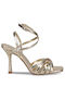 Migato Women's Sandals Gold Metallic with Chunky High Heel