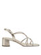 Tamaris Anatomic Leather Women's Sandals Gold with Chunky Medium Heel