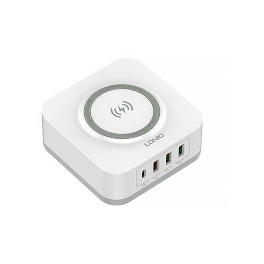 Ldnio Ladegerät ohne Kabel mit 3 USB-A Anschlüsse und USB-C Anschluss 32W Weißs (AW004)