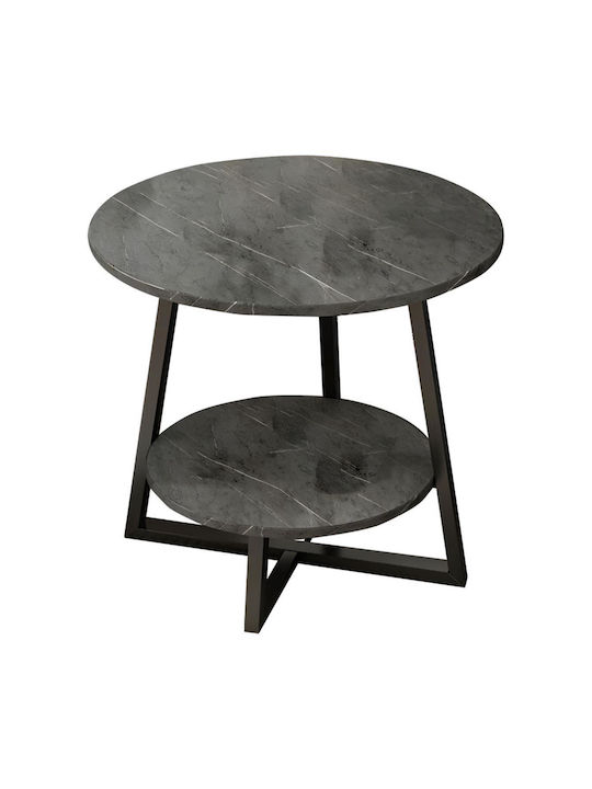 Round Side Table Rota Marble Anthracite / Black L60xW60xH60cm