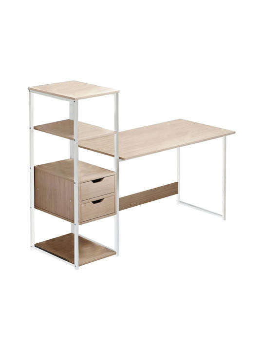 Schreibtisch mit Bücherregal Mood mit Metallbeinen White / Natural 107x40x110cm