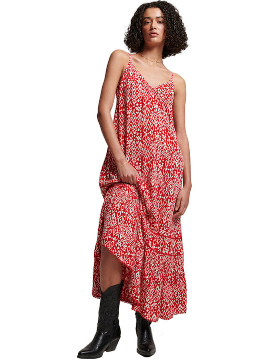 Superdry Ovin Vintage Summer Maxi Wrap Dress Red