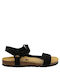 Plakton Leather Women's Flat Sandals in Black Color