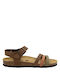 Leather Women's Sandals with Ankle Strap Khaki/Brown/Pink